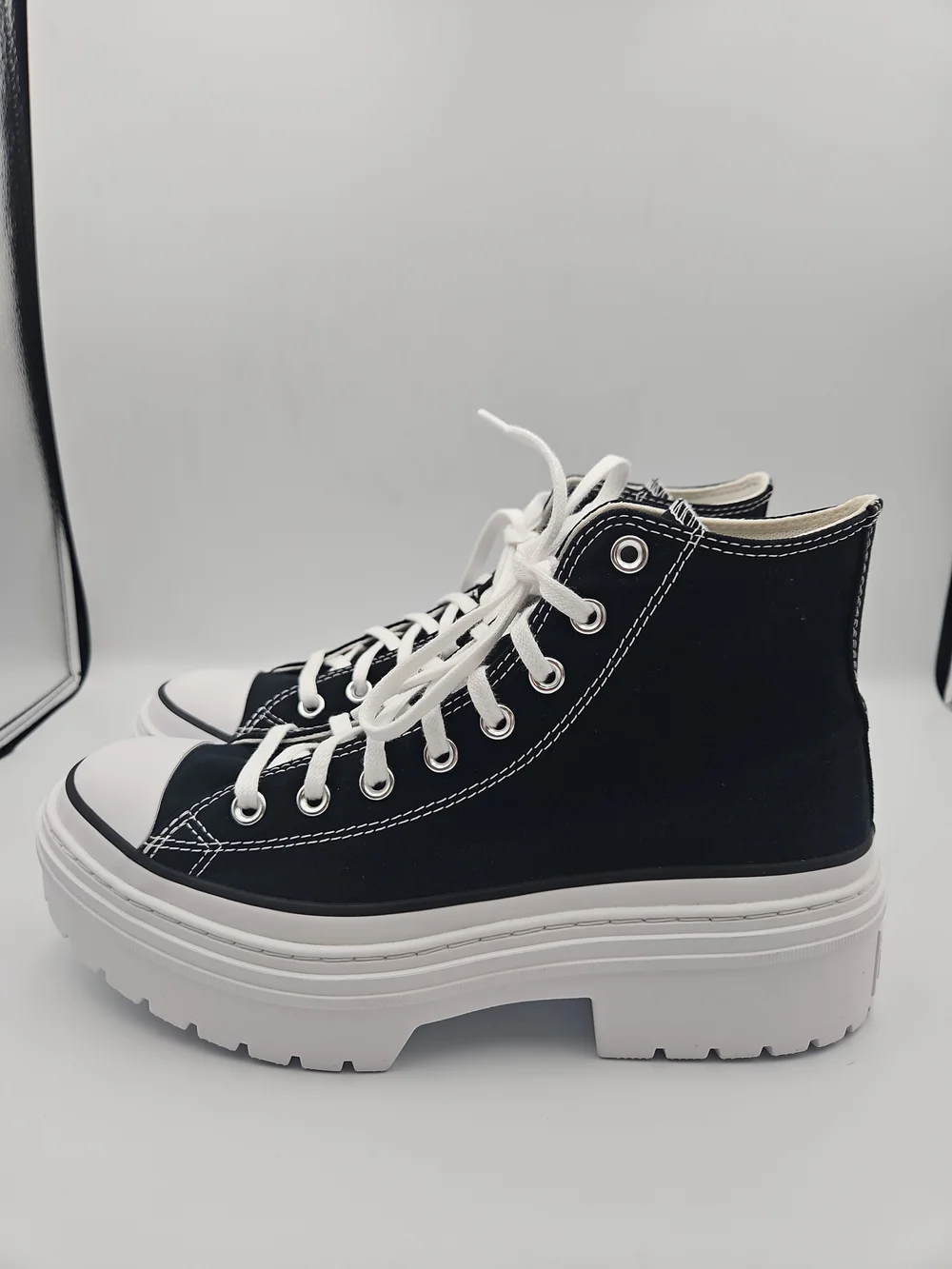 Converse Black and White Platform High-Top Sneakers